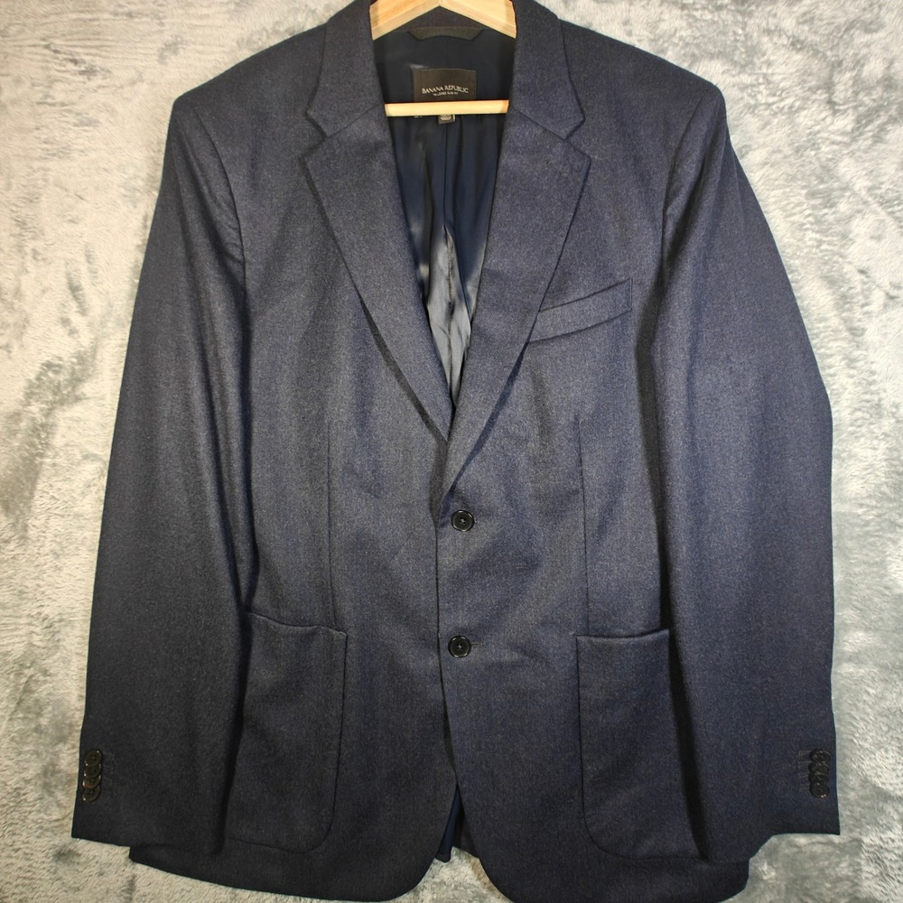 Navy Blue Blazer Vitale Barberis Canonico Flannel 120s Banana Republic Mens 42R